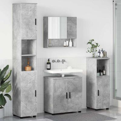 Badkamermeubelset 4 pcs Betongrijs 61 x 35 x 64 cm Bewerkt hout