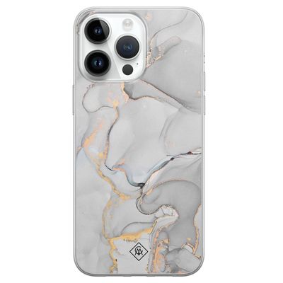 iPhone 14 Pro Max siliconen hoesje - Marmer grijs