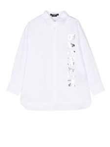 Balmain Kids chemise en coton à logo imprimé - Blanc