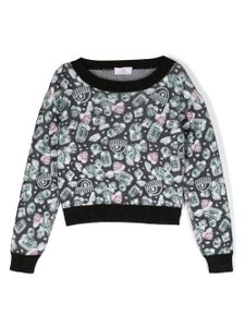 Chiara Ferragni Kids sweat en coton à imprimé Eyelike - Noir