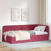 Hoekbedframe met hoofdeinde Wijnrood 90 x 190 cm Fluweel