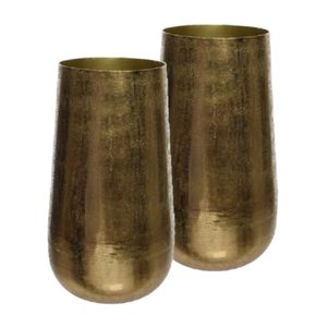 2x stuks luxe gouden decoratieve bloemenvazen van aluminium 20 x 37,5 cm