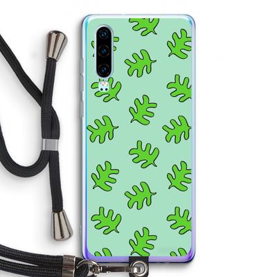 Groene blaadjes: Huawei P30 Transparant Hoesje met koord