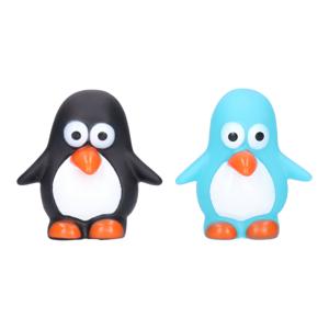 Pinguin/badeendjes - rubber - 2 stuks - zwart en blauw - 6 cm - bad speelgoed