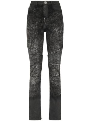 Philipp Plein jean taille-haute à effet délavé - Noir