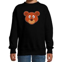 Cartoon beer trui zwart voor jongens en meisjes - Cartoon dieren sweater kinderen - thumbnail