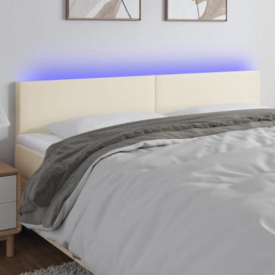 Hoofdbord LED 160x5x78/88 cm kunstleer crèmekleurig