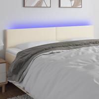Hoofdbord LED 160x5x78/88 cm kunstleer crèmekleurig