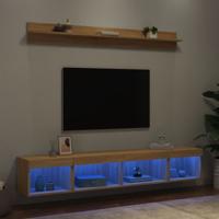 5-delige Tv-wandmeubelset met LED bewerkt hout sonoma eiken