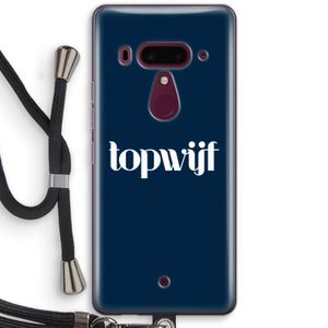 Topwijf Navy: HTC U12+ Transparant Hoesje met koord