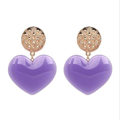 Perzik hart oorbellen retro serie acryl Stud Oorbellen voor vrouwen (paars)