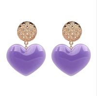 Perzik hart oorbellen retro serie acryl Stud Oorbellen voor vrouwen (paars)