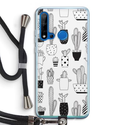 Cactusmotief: Huawei P20 Lite (2019) Transparant Hoesje met koord