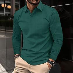 Voor heren Golfshirt golfpolo Werk Casual Revers Lange mouw Basic Modern Effen Kleur Lente Herfst Normale pasvorm Wijn Marineblauw blauw Groen Golfshirt Lightinthebox