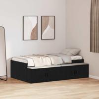 Opbergbedframe met opslag Zwart eiken 75 x 190 cm Bewerkt hout