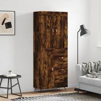 Hoge kast 69,5x34x180 cm bewerkt hout gerookt eikenkleurig