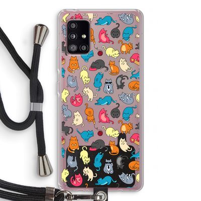 Kleurrijke katten: Samsung Galaxy A51 5G Transparant Hoesje met koord