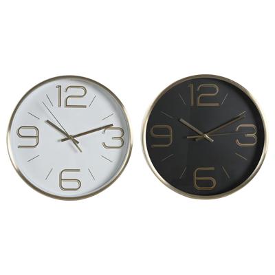 Muurklok DKD Home Decor Wit Zwart Gouden Aluminium Ø 25 cm 25 x 4 x 25 cm (2 Stuks)
