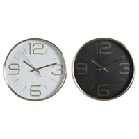 Muurklok DKD Home Decor Wit Zwart Gouden Aluminium Ø 25 cm 25 x 4 x 25 cm (2 Stuks)
