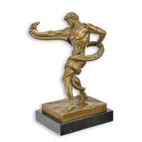 A BRONZE SCULPTURE OF AN ATHLETE WRESTLING A PYTHON A BRONZE SCULPTURE OF AN ATHLETE WRESTLING A PYTHON
