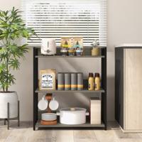 Boekenkast met 3 Niveaus Staande Kast met Verstelbare Planken en Metalen Frame 70 x 35 x 81 cm Grijs