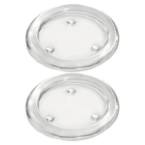 Ronde kaarsenhouder/kaars onderzetter - 2x - glas - 14 cm - voor stompkaarsen