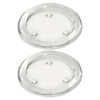 Ronde kaarsenhouder/kaars onderzetter - 2x - glas - 14 cm - voor stompkaarsen