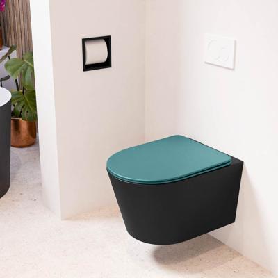 Wandcloset Mondiaz Lavie | Zonder spoelrand | Incl.Toiletzitting-Smag | Keramiek | Urban (zwart mat)