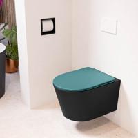 Wandcloset Mondiaz Lavie | Zonder spoelrand | Incl.Toiletzitting-Smag | Keramiek | Urban (zwart mat)