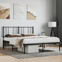 Bedframe met hoofdbord metaal zwart 135x190 cm