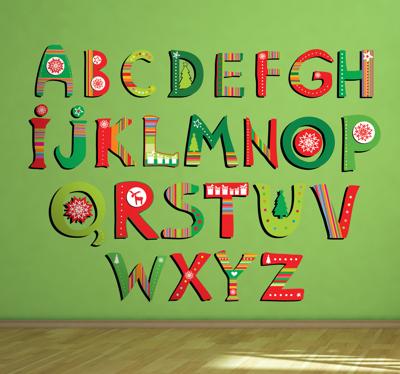 Sticker kind alfabet kerstmis