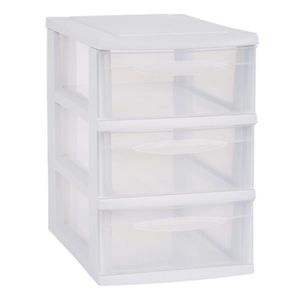 Ladenkast/bureau organizer wit stapelbaar A5 met 3x lades L18 x B27 x H27 cm   -