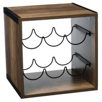 Houten flessenrek/wijnrek voor 6 flessen 31 x 31 x 31 cm