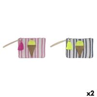 Toilettas Home ESPRIT Blauw Multicolour Roze (2 Stuks)