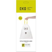 Eko vuilniszakken met trekbandsluiting, 40-60 liter, wit, 1 rol, 12 zakken