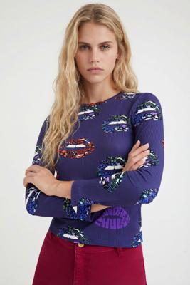 Geribbeld T-shirt met rugdecolleté - RED - M