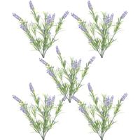 5x Groene/lilapaarse Lavandula/lavendel kunstplanten 44 cm bosje - thumbnail