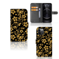 Apple iPhone 12 Pro Max Hoesje Gouden Bloemen