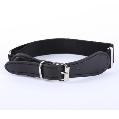 2 stuks Kids polyester + PU lederen vierkante PIN Buckle verstelbare elastische riem lengte: 65cm (zwart)