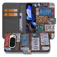 Stijlvol Bookcase Hoesje Voor Google Pixel 10 Pro XL Met Kentekenplaten Design