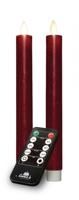 Dinerkaars rustiek wax bewegende vlam 23 cm bordeaux 2 stuks - Annas collection