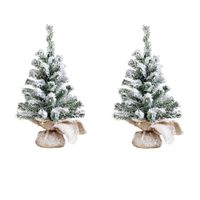 2x stuks kunstboom/kunst kerstboom groen met sneeuw 45 cm