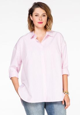 Yoek Blouse big stripe | Roze | Maat 54/56