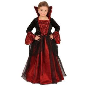 Halloween verkleed jurk Vampier voor meisjes - rood/zwart - openstaande kraag