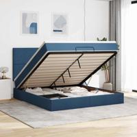 Ottoman bed met matras en LED's 180x200cm stof blauw