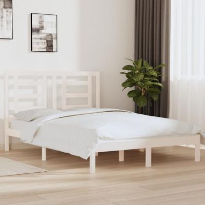 Bedframe zonder matras massief grenenhout wit 140x190 cm