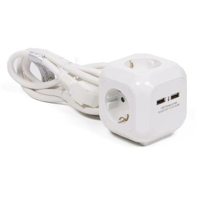 Benson Stekkerdoos 3-voudig met USB - geaard - wit - snoer van 150 cm - verlengsnoer