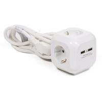 Benson Stekkerdoos 3-voudig met USB - geaard - wit - snoer van 150 cm - verlengsnoer