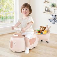 Kinder Rutschauto met Aanhanger & Licht & Opbergruimte Onder de Zitting Bodemrutscher Beige