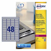 Etiket Avery L6009-20 45.7x21.2mm zilver 960stuks - thumbnail